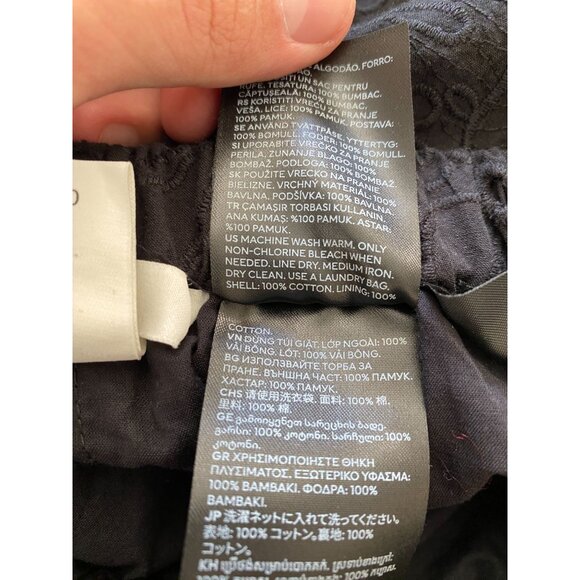 H&M Womens Black Eyelet Midi Skirt Cotton Elastic Waist Floral S 100% Cotton - Picture 6 of 8